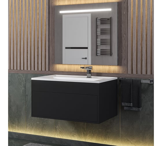 Подвесная тумба под раковину для ванной uperwood Lotus Premium 80x50x42 см, черная 39340205461