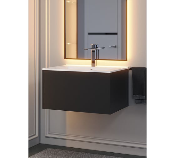 Подвесная тумба под раковину для ванной uperwood Parma Premium 65x47x35 см, черная 3930205461