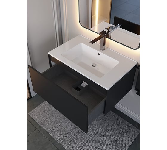 Подвесная тумба под раковину для ванной uperwood Parma Premium 75x47x35 см, черная 3930205464