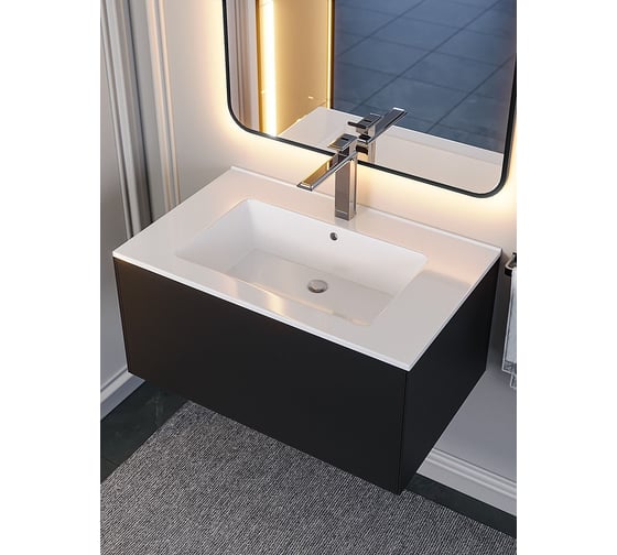 Подвесная тумба под раковину для ванной uperwood Parma Premium 75x47x35 см, черная 3930205464