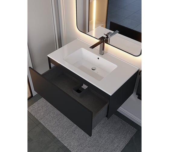 Подвесная тумба под раковину для ванной uperwood Parma Premium 85x47x35 см, черная 3930205467