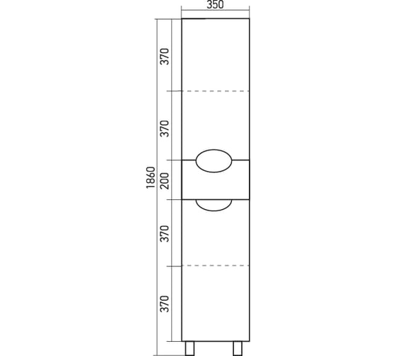 Пенал MIXLINE КАССИОПЕЯ-35 правый, 350х1860х320 мм, ПВХ 518676