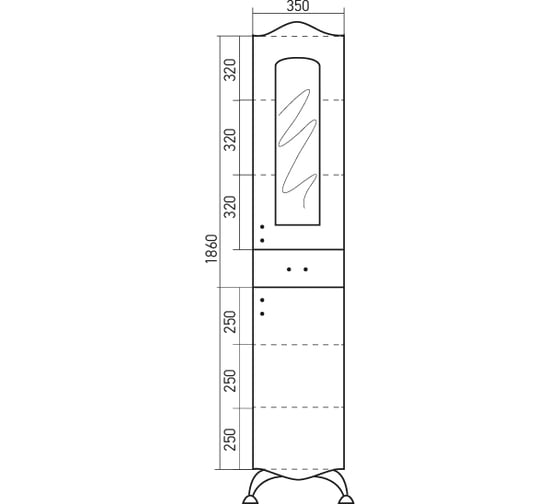 Пенал MIXLINE ВИВАЛЬДИ правый, 350х1960х345 мм, ПВХ 524717