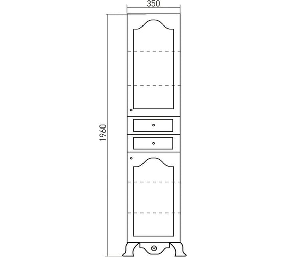 Пенал MIXLINE ПРОВАНС-35 черный, правый, на цоколе, 350х1960х280 мм, ПВХ 539608
