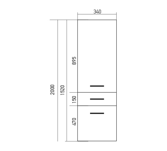 Пенал MIXLINE СТИВ-34 белый, подвесной, универсальный, 340х1520х316 мм 536805