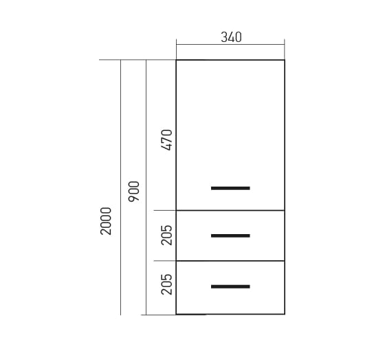 Полупенал MIXLINE СТИВ-34 белый, подвесной, универсальный, 340х900х316 мм 536806