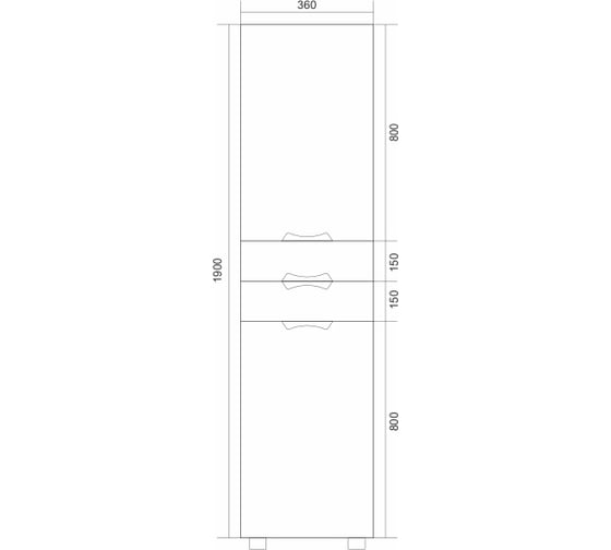 Пенал MIXLINE Этьен-36 правый, 2 ящика, 2 створки 360х1960х280 мм, ПВХ 539048