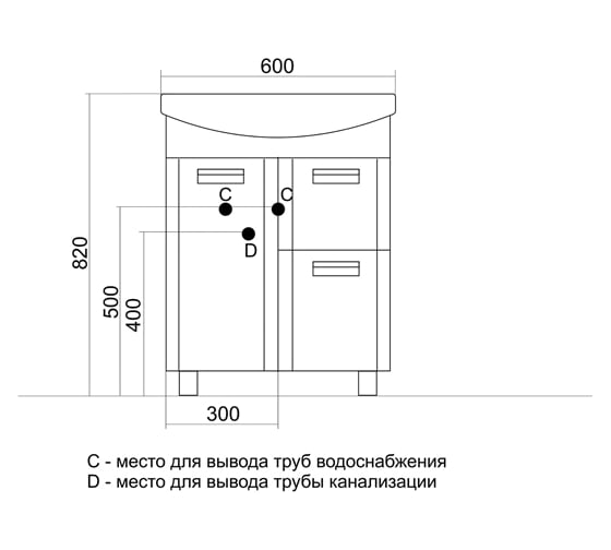 Тумба для ванной комнаты под умывальник Элеганс-65 Mixline АЛЬФА-65 ПВХ 523173