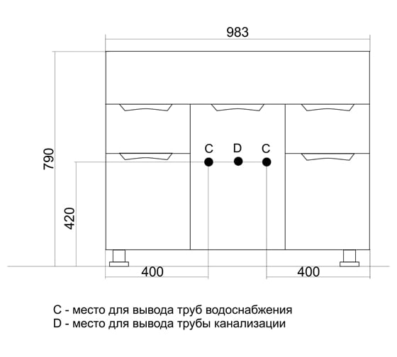 Тумба для ванной комнаты Mixline ЭТЬЕН-100 под умывальник Elen-100 ПВХ-фасад, корпус 541134