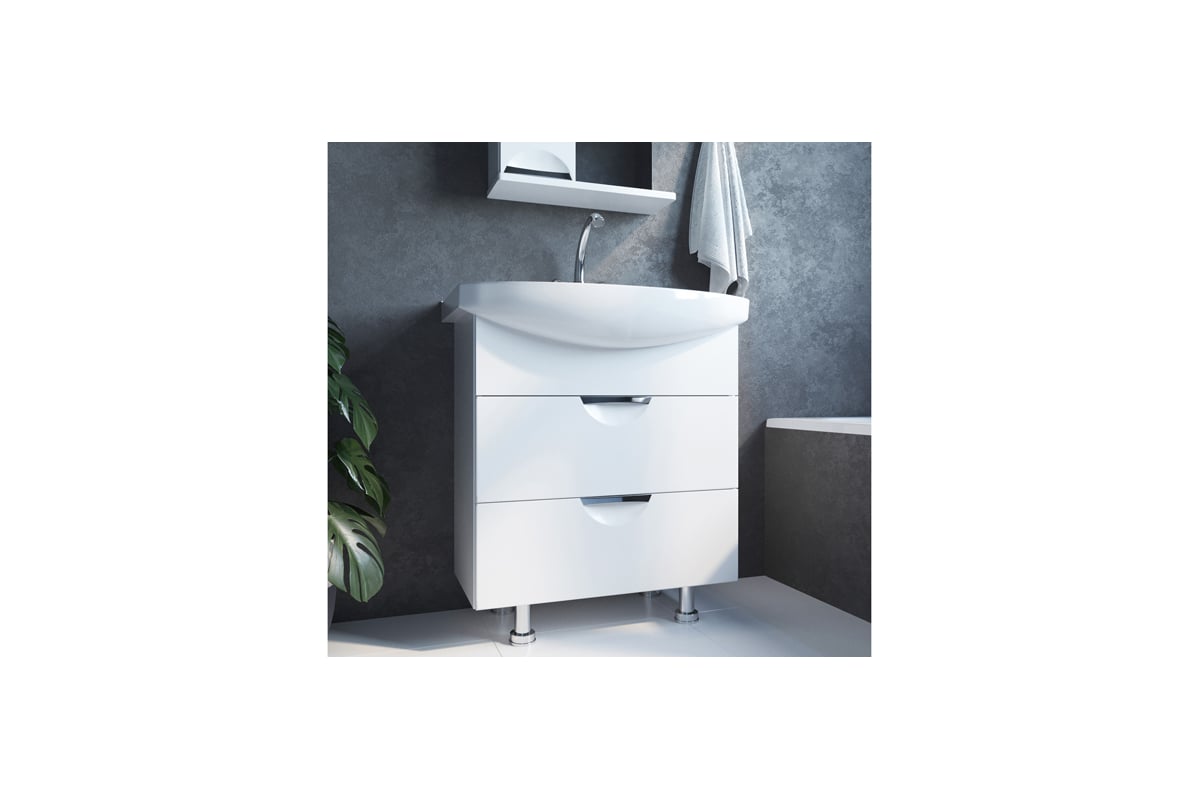 Тумба для ванной комнаты Mixline ЭТЬЕН-75 под умывальник Элеганс-75 ПВХ ...