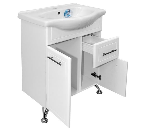 Тумба для ванной комнаты Mixline МИРАЖ-2 2 ящика, 1 створка, под умывальник Элегия-60 ПВХ 530455