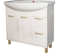 Тумба для ванной комнаты Mixline Ладога-75 под умывальник Элеганс-75 белая, ПВХ 539852