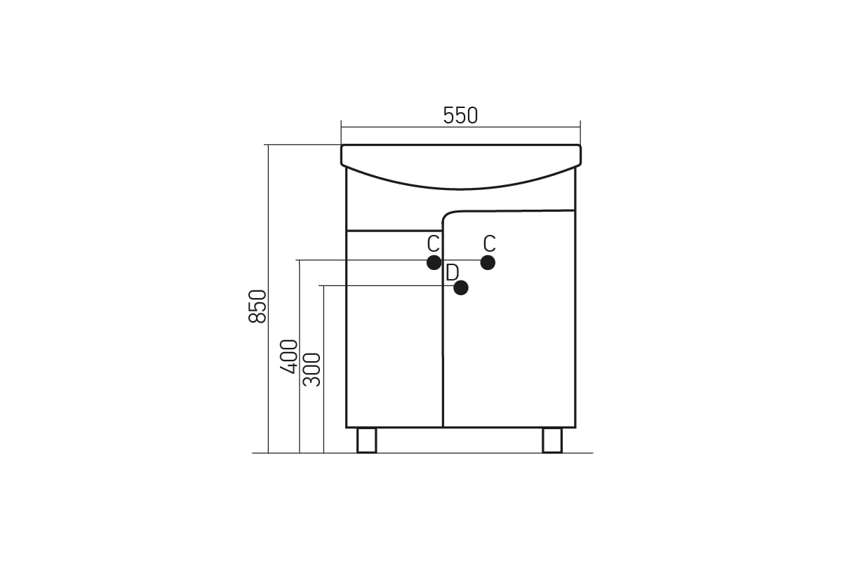 Тумба для ванной комнаты Mixline ПОСЕЙДОН-55 голубая, под умывальник ...