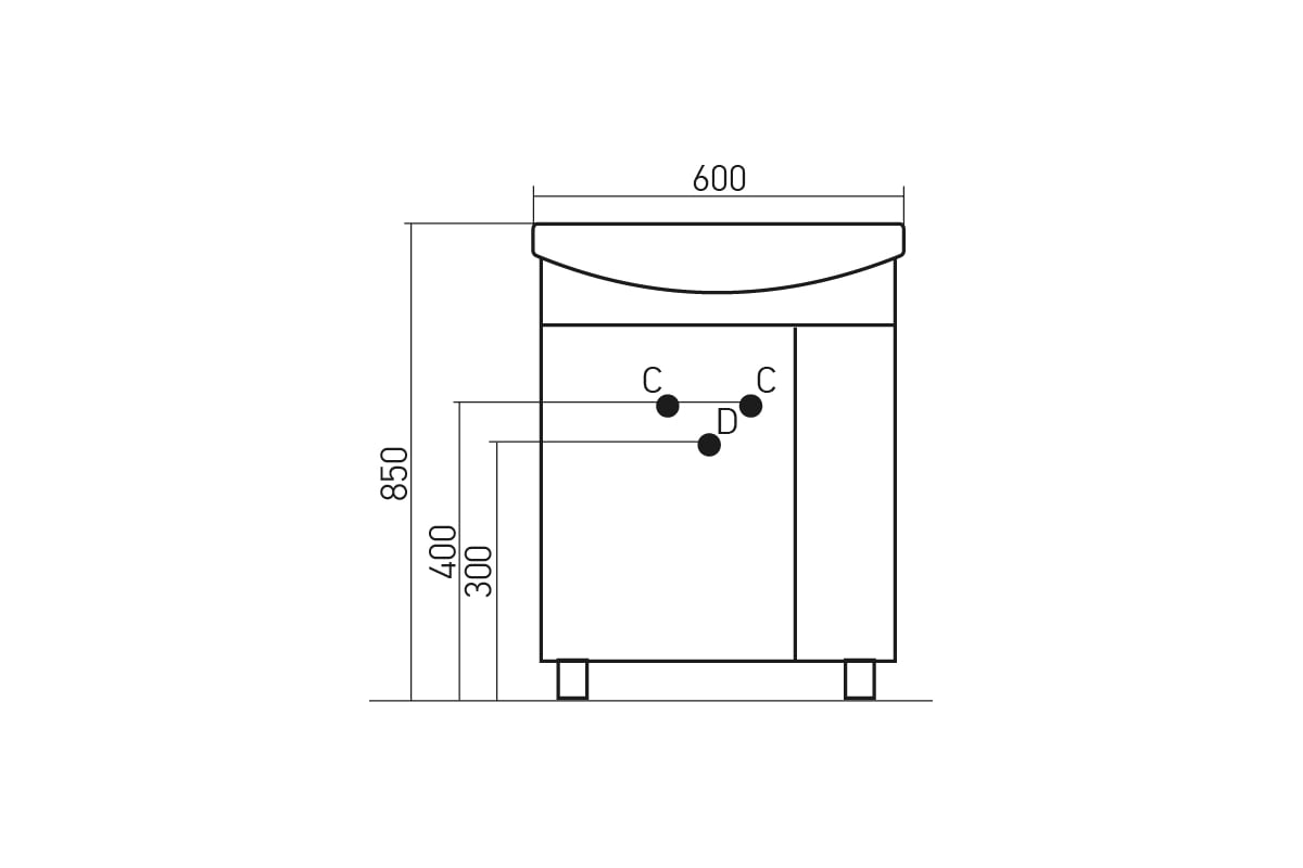 Тумба для ванной комнаты Mixline МАСТЕР-60 под умывальник Элегия-60 ПВХ ...