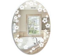 Зеркало mixline Незабудки овал, 570х770 мм, пескоструйный рисунок 537536