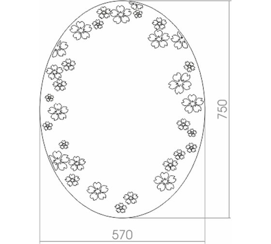 Зеркало mixline Незабудки овал, 570х770 мм, пескоструйный рисунок 537536