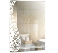 Зеркало mixline Пиксели 535х750 с полкой, пескоструйный рисунок 537535