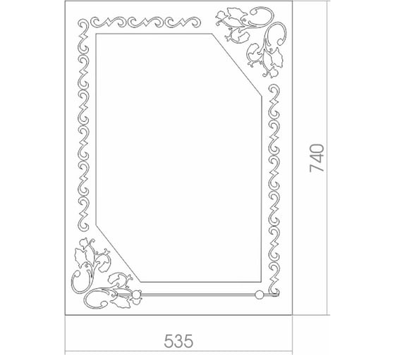 Зеркало mixline Лазурь 535х740 полка, фацет, пескоструйный рисунок 529370