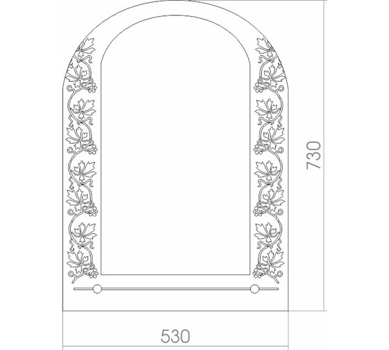 Зеркало mixline Лоза 530х730 полка, фацет, пескоструйный рисунок 529371