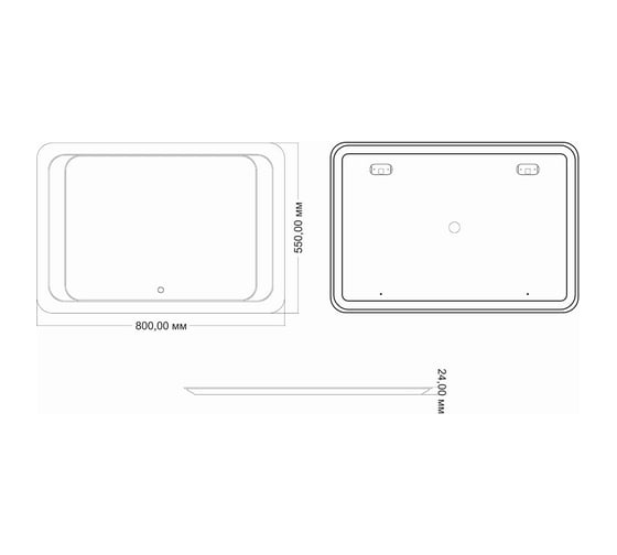 Зеркало Mixline Альберто 800x550 мм., сенсорный выключатель, светодиод 544011