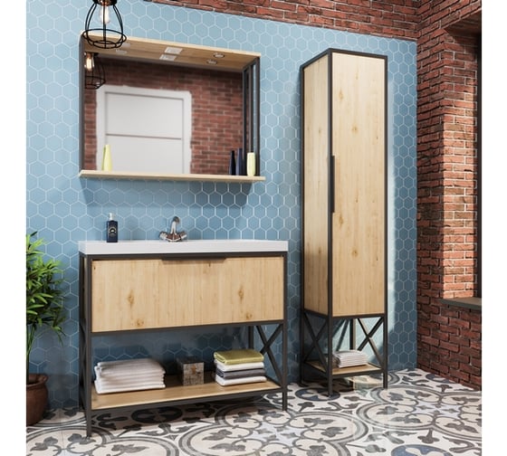Зеркало Mixline БРУКЛИН 100 Дуб Бунратти, с подсветкой, ЛДСП 543585