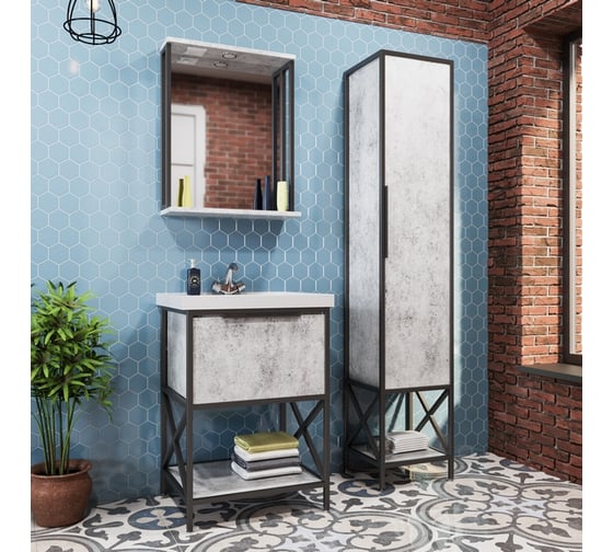 Зеркало Mixline БРУКЛИН 60 Бетон, с подсветкой, ЛДСП 543940
