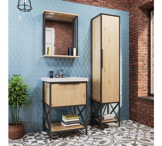 Зеркало Mixline БРУКЛИН 60 Дуб Бунратти, с подсветкой, ЛДСП 543581