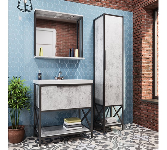 Зеркало Mixline БРУКЛИН 80 Бетон, с подсветкой, ЛДСП 543942