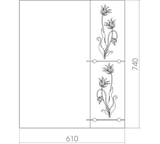 Зеркало mixline Роса 610х740 2 полки, фацет, пескоструйный рисунок 529372