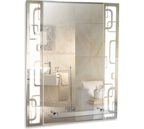 Зеркало mixline Электра 540х680 полка, фацет, пескоструйный рисунок 529361