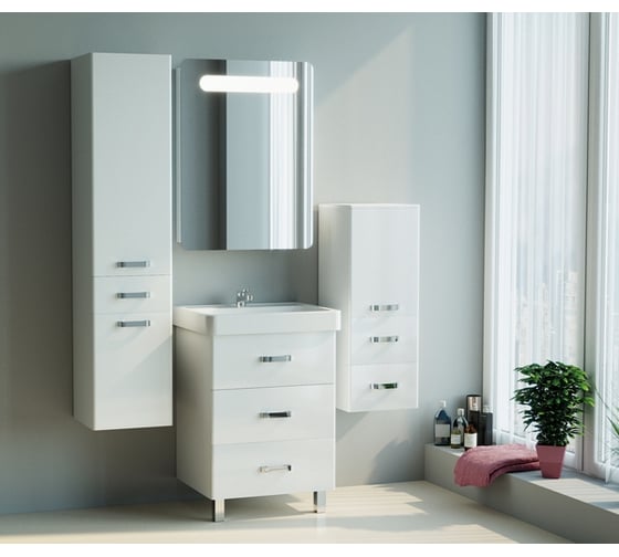 Зеркальный шкаф mixline СТИВ-60 белый, левый, с подсветкой 36802