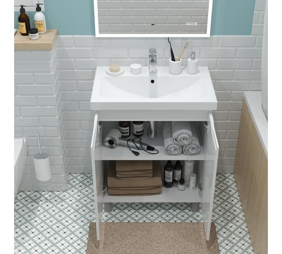 Тумба BRIZ Мальта т2-60 из ДСП и МДФ, ум. Фостер 365 03-02060-06 00 БЕЛ