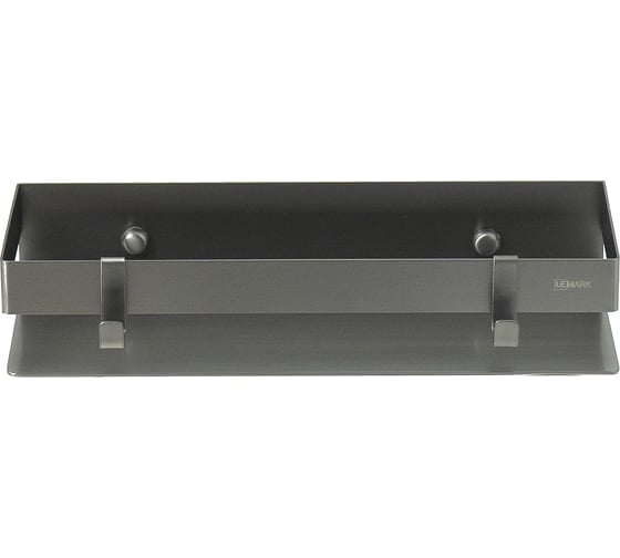 Полка для душа прямая LEMARK SHELF LINE 300 мм, из нержавеющей стали, с крючками, графит 9776051