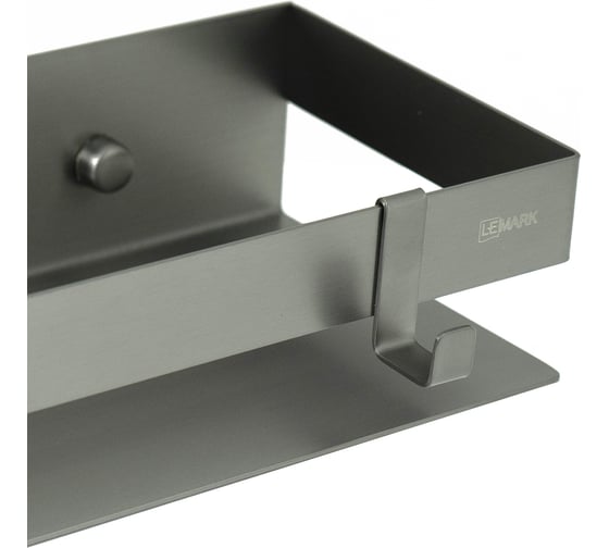 Полка для душа прямая LEMARK SHELF LINE 300 мм, из нержавеющей стали, с крючками, графит 9776051