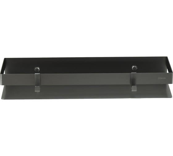 Полка для душа прямая LEMARK SHELF LINE 400 мм, из нержавеющей стали, с крючками, графит 9776054