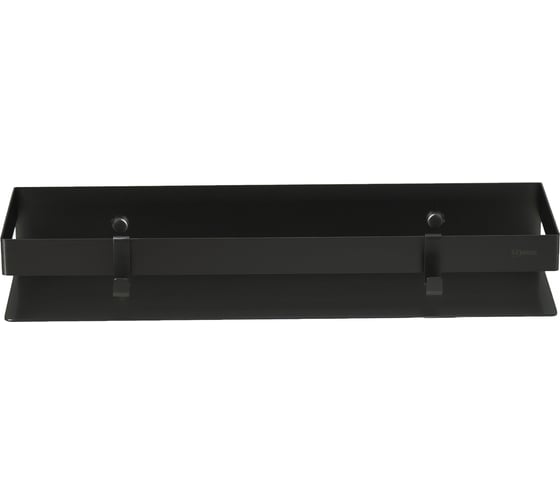Полка для душа прямая LEMARK SHELF LINE 400 мм, из нержавеющей стали, с крючками, черный 9772053