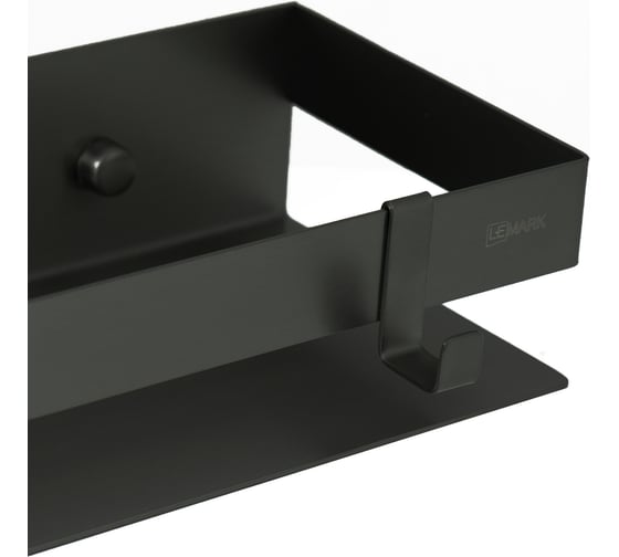 Полка для душа прямая LEMARK SHELF LINE 400 мм, из нержавеющей стали, с крючками, черный 9772053