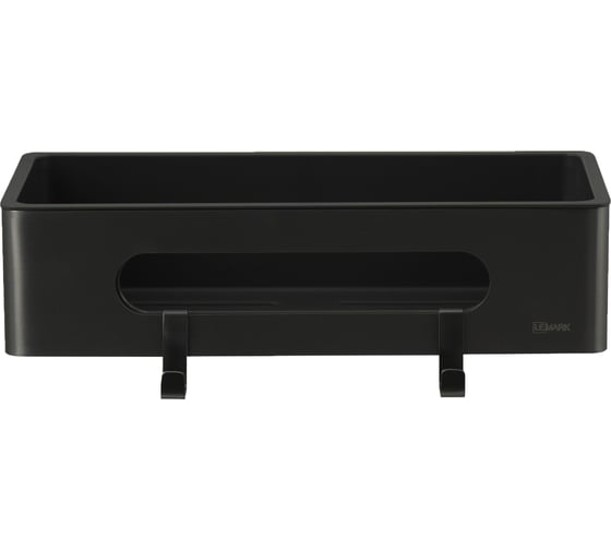Полка для душа прямая LEMARK SHELF LINE из нержавеющей стали, с крючками, черный, вставка-пластик черный 9772044
