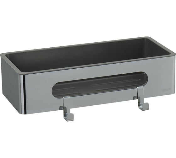 Полка для душа прямая LEMARK SHELF LINE из нержавеющей стали, с крючками, хром, вставка-пластик графит 9771043
