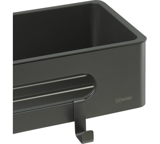 Полка для душа прямая LEMARK SHELF LINE из нержавеющей стали, с крючками, графит, вставка-пластик графит 9776045