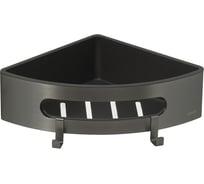 Полка для душа угловая LEMARK SHELF LINE из нержавеющей стали, с крючками, графит, вставка-пластик графит 9776048