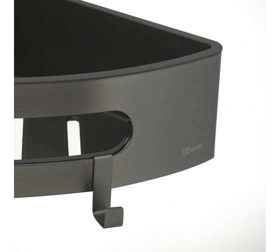 Полка для душа угловая LEMARK SHELF LINE из нержавеющей стали, с крючками, графит, вставка-пластик графит 9776048
