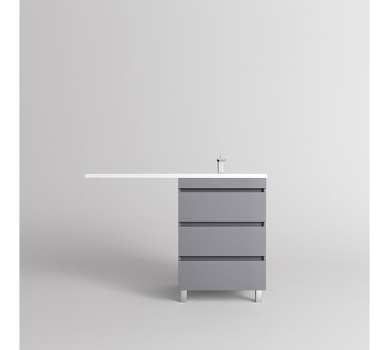 Тумба напольная Style Line Даллас ЛЕОН 120 3 ящика, Люкс серая, PLUS СС-00002449 1