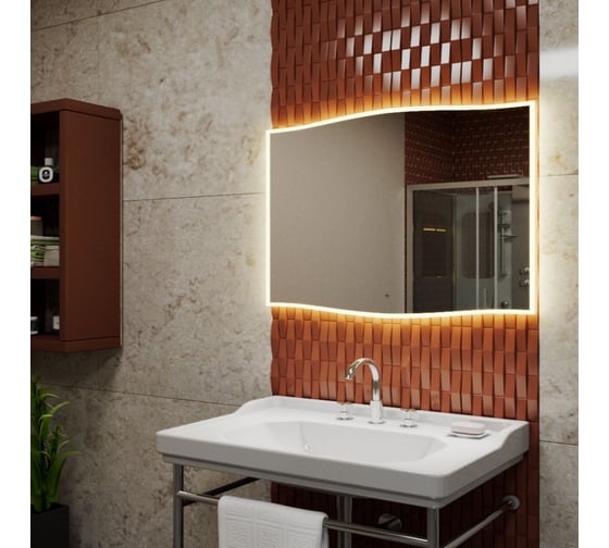 Зеркало Bauedge Bau Plaza Limited Edition 1050х745, сенсор на взмах, c LED-подсветкой, защитный корпус с высокой светопроницаемостью, теплый свет BPZ10575