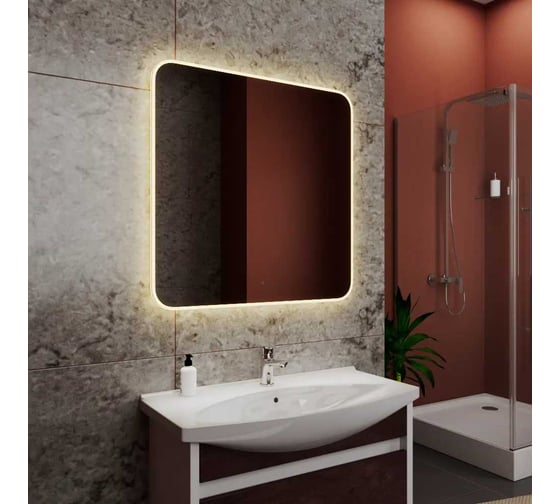 Зеркало Bauedge Bau Palace Limited Edition 800х800, сенсор на взмах, c LED-подсветкой, защитный корпус с высокой светопроницаемостью, теплый свет BP8080