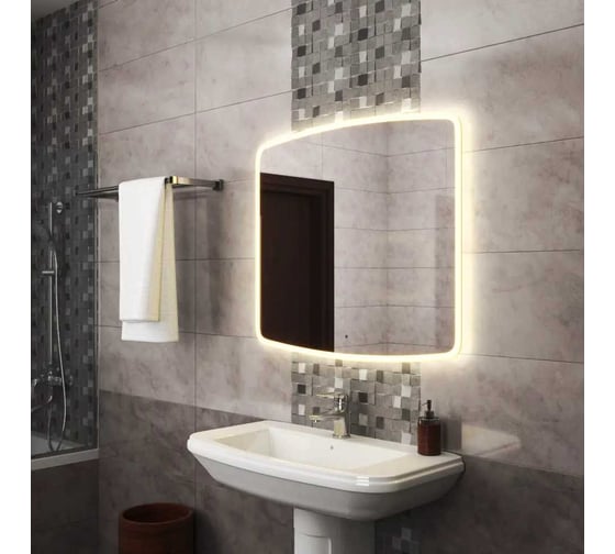 Зеркало Bauedge Bau Astoria Limited Edition 900х800, сенсор на взмах, c LED-подсветкой, защитный корпус с высокой светопроницаемостью, теплый свет BA9080