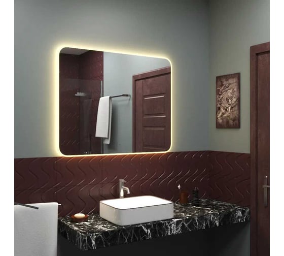 Зеркало Bauedge Bau Palace Limited Edition 1000х800, сенсор на взмах, c LED-подсветкой, защитный корпус с высокой светопроницаемостью, теплый свет BP10080