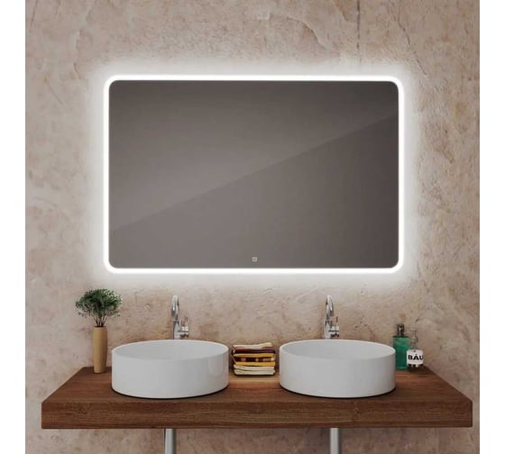 Зеркало Bauedge Bau Stil 120х70, LED-подсветка, сенсор, пластиковый защитный корпус BS12070