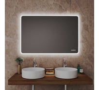 Зеркало Bauedge Bau Stil 120х70, с часами и антипаром, LED-подсветка, пластиковый защитный корпус BS12070.A