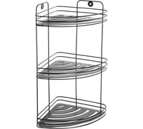 Полка для ванной комнаты Raindrops Black угловая, 3-х ярусная  W7256-3